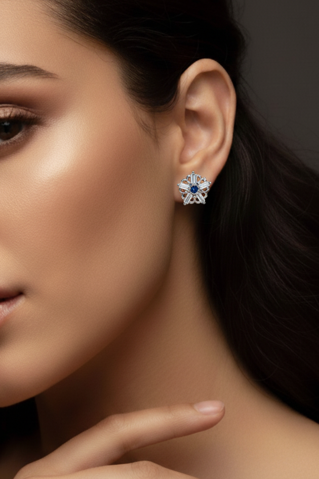 Silver Earrings with Zircon Stones